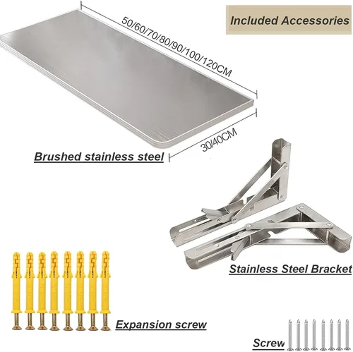 Vista 2 de Mesa de pared plegable para cocina, mesas de trabajo plegables, mesa de comedor compacta para espacios pequeños, mesa de bar para desayuno, estación