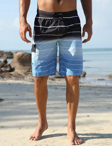 Vista 2 de Nonwe - Traje de baño para hombre, de secado rápido y a rayas, ideal para vacaciones de verano en la playa
