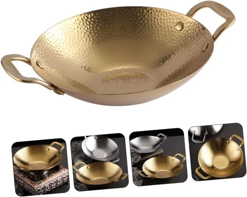Vista 3 de Olla seca de acero inoxidable con doble asa para el hogar, olla caliente estilo coreano para cocinar y utensilios de cocina portátiles para uso