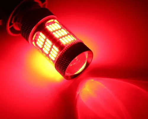 Vista 7 de iJDMTOY Brilliant Red 54-SMD 7506 7527 P21W Canbus - Bombillas de repuesto compatibles con BMW F22 F30 F32 2 3 4 Series luces direccionales traseras