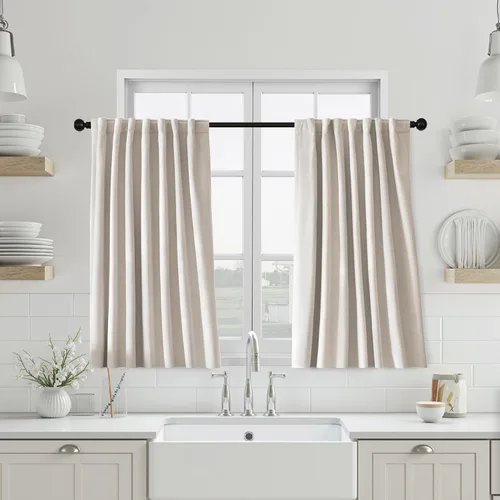 Vista 19 de UHITECH Short Blackout Curtains for Bedroom 24 Inch Long 2 Panels, Beige