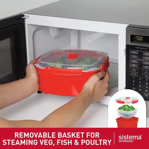 Vista 4 de Sistema Vaporizador de microondas para cocinar alimentos y verduras con ventilación de liberación de vapor (paquete de 4)