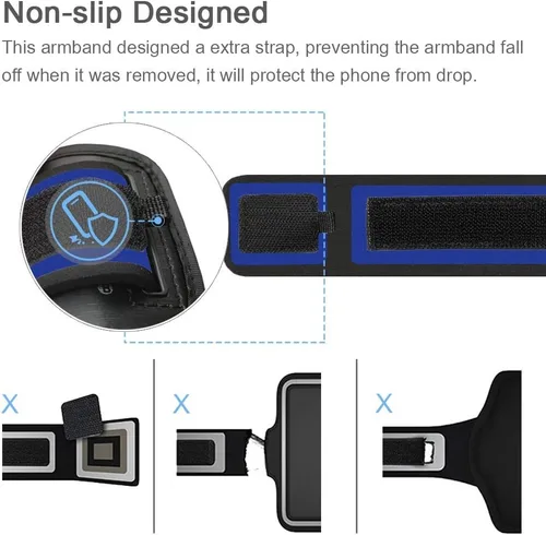 Vista 4 de Brazalete para iPhone 13 mini, 12 mini, resistente al agua, para gimnasio, entrenamiento, correr, teléfono para iPhone 13Mini, 12Mini (azul marino)