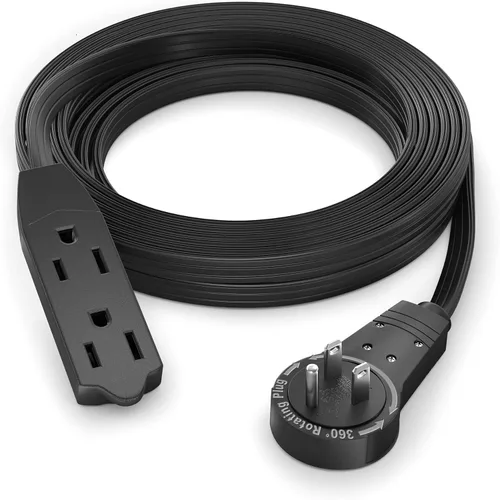 Vista 16 de Maximm Cable de extensión de enchufe plano giratorio de 360° de 2 pies, 16/3 AWG Multi 3 tomas de corriente de 3 clavijas, cable a tierra, blanco
