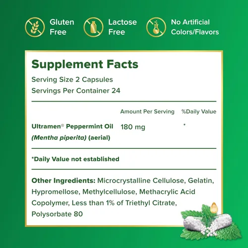 Vista 6 de IBgard Suplemento para la Salud Intestinal, Cápsulas de Aceite de Menta para Confort Abdominal, 48 Cápsulas Suplemento de salud intestinal