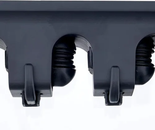 Vista 2 de Superio Soporte de pared para fregona y escoba (negro) Herramientas de limpieza Organizador de pared, 5 ranuras para estante y 6 ganchos