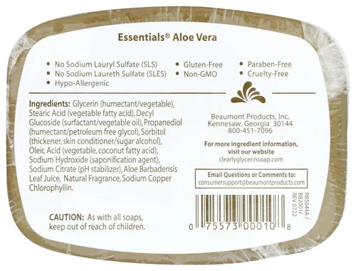 Vista 2 de Clearly Natural Essentials Aloe Vera Jabón de glicerina puro y natural 4 oz