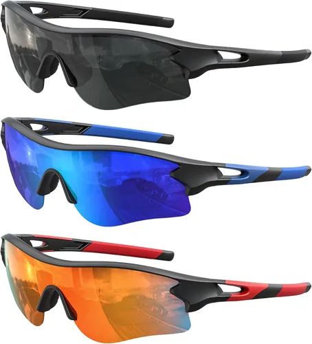 Vista 8 de Lentes de sol deportivos polarizados para hombres y mujeres, lentes UV400 de una sola pieza, para béisbol, correr, ciclismo, pesca