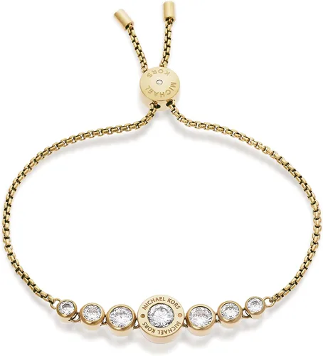 Vista 2 de Michael Kors Pulsera deslizante de acero inoxidable para mujer con detalles de cristal