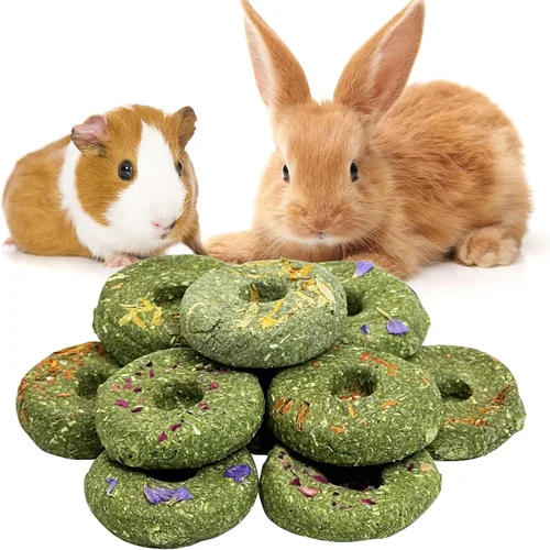Vista 7 de Fhiny Juguetes masticables de conejo, 24 piezas de bocadillos molares naturales de hámster hechos a mano, juguetes masticables de animales pequeños