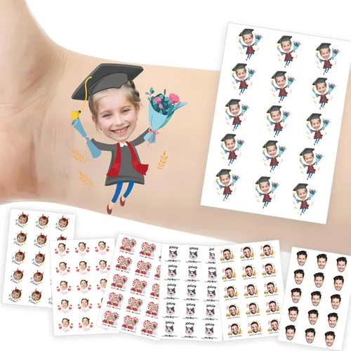 Vista 42 de Tatuajes temporales personalizados con foto y nombre, logotipo personalizado para adultos, niños, mujeres, hombres, regalo de boda, cumpleaños
