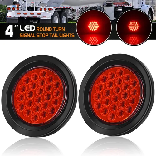 Vista 2 de Luces redondas de remolque de 4 pulgadas, 24 luces LED superbrillantes de freno/trasera, IP67 impermeable, certificado DOT para remolques, camiones