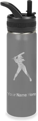 Vista 19 de LaserGram Botella de agua personalizada de 32 onzas, jugador de softbol Regalo grabado para jugadores de sóftbol, acero inoxidable aislado al vacío