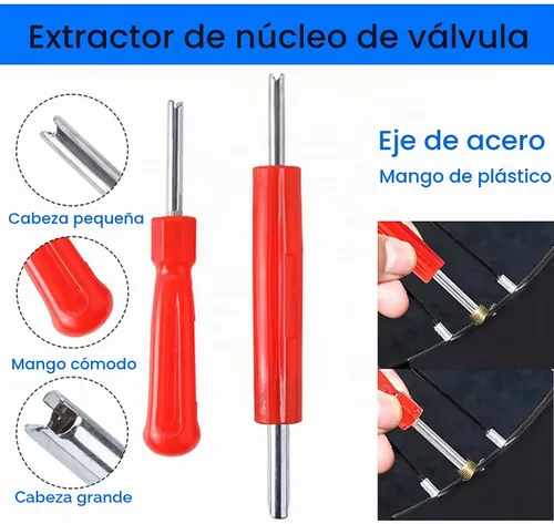 Vista 3 de Herramienta de extracción de vástago de válvula de 71 piezas, kit de reparación de parches de neumáticos, rodillo de parche de neumáticos