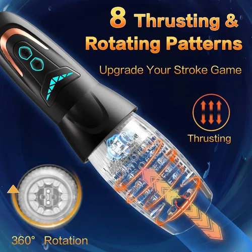 Vista 3 de Masturbador automático masculino juguete sexual con 10 vibraciones, 8 patrones de empuje y rotación, juguetes sexuales masculinos para hombres