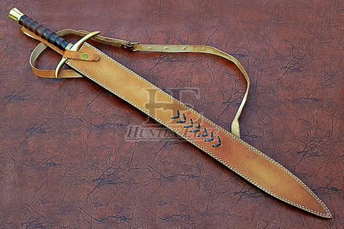 Vista 9 de HUNTEX - Espada de acero de Damasco legendaria exclusiva espada vikinga Gladius de 32 pulgadas de largo, mango de palisandro afilado con vaina