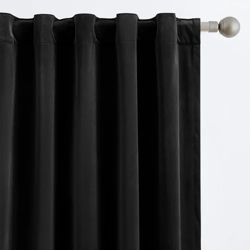 Vista 6 de Treatmentex Cortinas de terciopelo negro para dormitorio, 63 pulgadas, tacto de algodón de lujo, suaves, oscurecimiento de la habitación, 80%