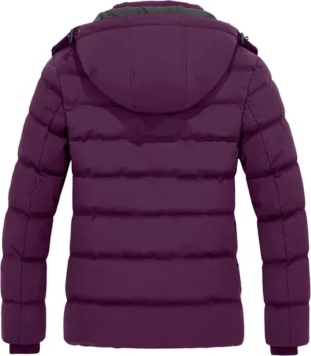 Vista 2 de Wantdo Abrigo de invierno cálido con capucha para mujer, chaqueta acolchada gruesa con capucha extraíble
