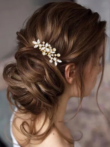 Vista 8 de JAKAWIN - Pinza para el cabello nupcial para el cabello, color plateado, para mujer Tocado de novia con diamantes de imitación de cristal