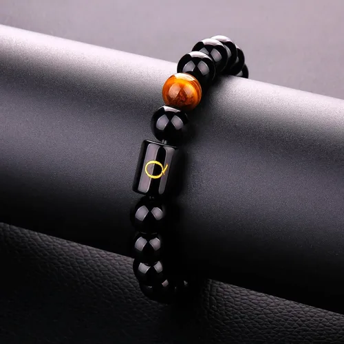 Vista 89 de SUMMER LOVE Regalos para el Día del Padre, pulsera con inicial de piedra de ónix negro de 0.394 pulgadas para hombres, pulsera de cuerda trenzada