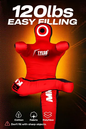 Vista 3 de Un-Filled Grappling Dummy Wrestling Dummy Jiu Jitsu Dummy for BJJ MMA Judo Karate Practice Adult Kids Rojo