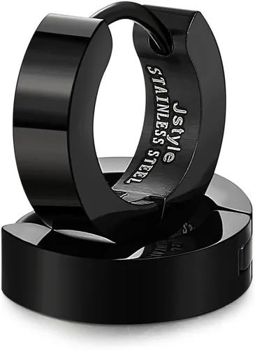 Vista 2 de Jstyle Pendientes de aro pequeños únicos de acero inoxidable para hombre, 1 par