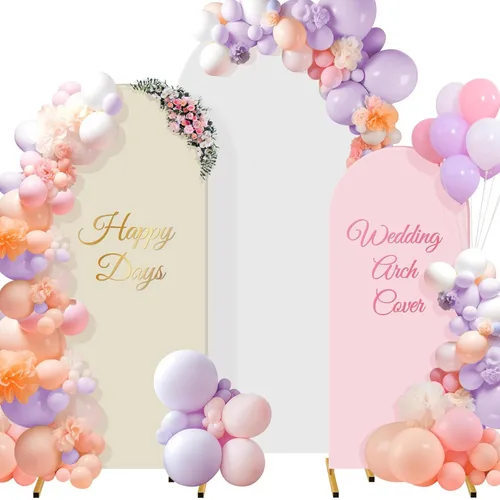 Vista 10 de Buryeah Juego de 3 fundas elásticas para arco de boda de 6 pies, 5 pies, 4 pies, de elastano, ajustadas, de 2 caras, elásticas para decoración