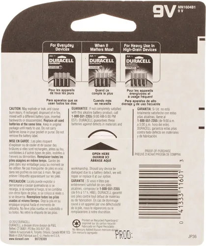 Vista 6 de Duracell Batería alcalina de 9 V, 1 unidad