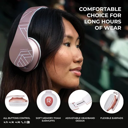 Vista 3 de PowerLocus Auriculares inalámbricos P3 Negro x P2 Oro Rosa sobre la oreja