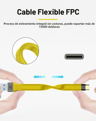 Vista 6 de Duttek Cable corto USB a USB C de 5 pulgadas/5.9 in, 10Gbps USB C macho a USB 3.0 macho cable plano de alta velocidad de transferencia de datos