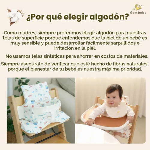 Vista 6 de Stokke Tripp Trapp - Juego de cojines impermeables y compatibles, fáciles de limpiar, hechos de tela de Corea, 100% algodón, juego de cojines