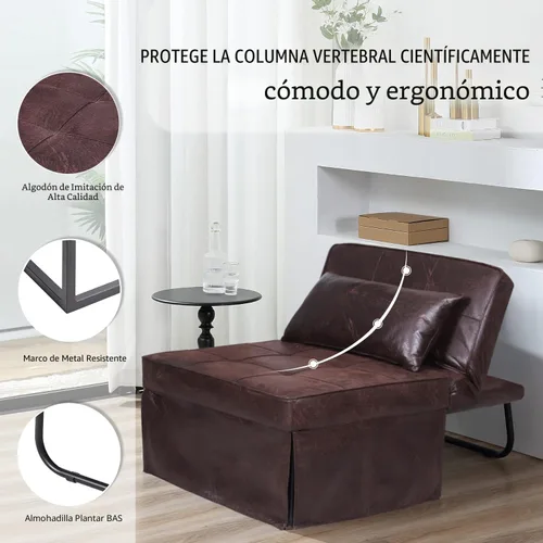 Vista 3 de BIGSYY Sofá Cama, 4 en 1 Otomana Plegable Multifunción de Lino Transpirable Cama Sofá con Respaldo Ajustable Silla Convertible Moderna para Sala