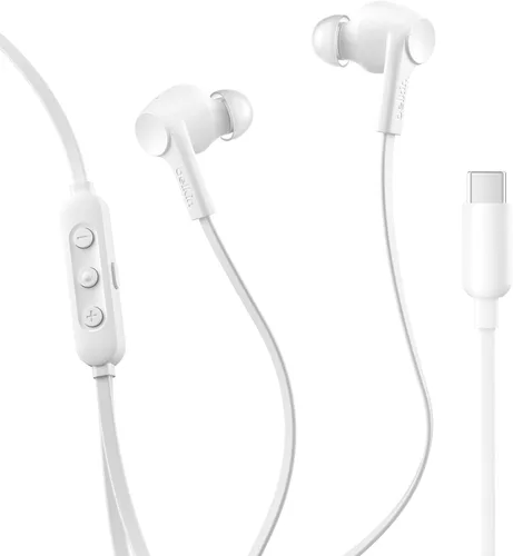 Vista 9 de Belkin SoundForm Active Auriculares con Cancelación Activa de Ruido Cableados con Conector USB C, Clasificación IPX5, Auriculares Intrauditivos