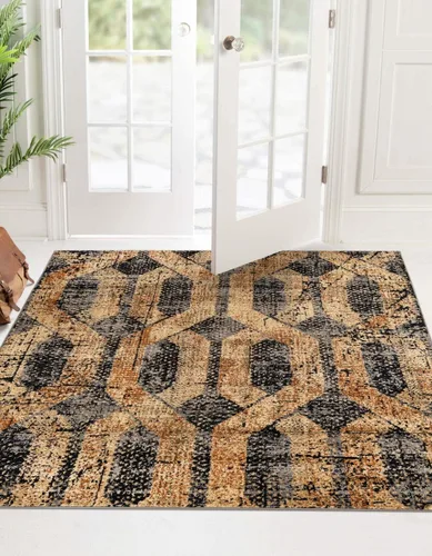 Vista 13 de Unique Loom Saturn Collection - Astra (Runner 2 pies 2 pulgadas x 5 pies 0 pulgadas, beige crema/negro)