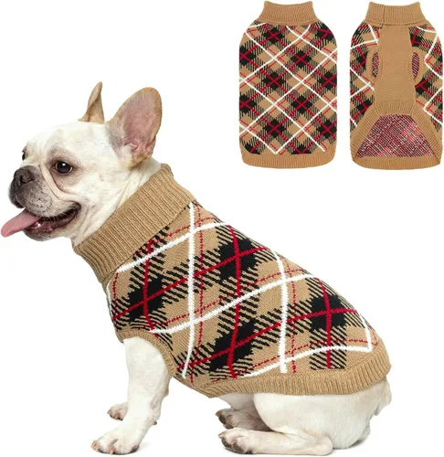 Vista 12 de BEAUTYZOO Suéter para Perro Pequeño Hembra Macho, Suéter Pullover de Cuello Alto de Forro Polar para Perro, Suéter de Punto Suave Cálido y Lindo