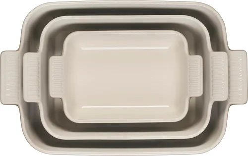 Vista 3 de Le Creuset - Set de 3 platos rectangulares de cerámica Heritage, alcachofa