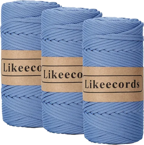 Vista 51 de Likeecords Cordón de macramé trenzado de poliéster de 0.157 in, 140 yardas, 426 pies, hilo elástico para bolsa de ganchillo para manualidades