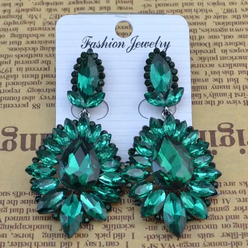 Vista 5 de idealway Aretes colgantes de diamantes de imitación de cristal para mujer joyería de boda candelabro de lujo