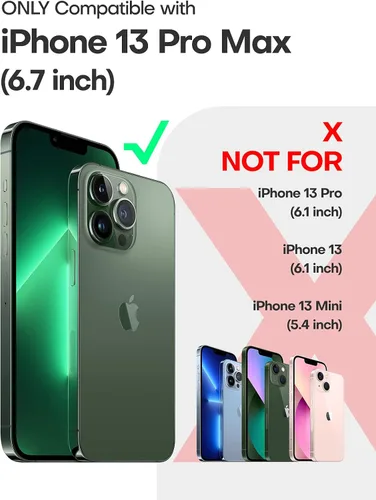 Vista 2 de TAURI - 5 en 1. Funda magnética para iPhone 13 Pro Max, protección contra caídas de grado militar con 2 protectores de pantalla templados y 2