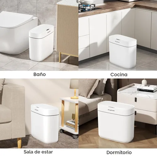 Vista 8 de JUDRDO Bote de basura pequeño para baño, 3.5 galones, automático, sin contacto, con tapa, sensor de movimiento, delgado, impermeable, cesta