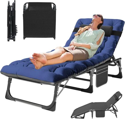 Vista 12 de MOPHOTO Silla de Bronceado, Silla de Sol al Aire Libre de 5 Posiciones, Silla de Sol Plegable, Silla de Sol con Orificio para la Cara, Perfecta