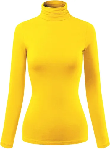 Vista 19 de MixMatchy Camiseta básica de manga larga con cuello alto y corte ajustado para mujer Negro