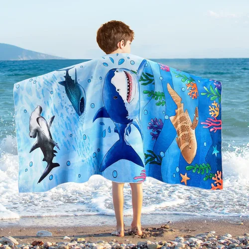 Vista 13 de WERNNSAI Toalla de playa para niños, 30 x 60 pulgadas, Axolotl de secado rápido, sin arena, toalla de playa para niñas, toalla de playa