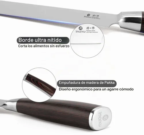 Vista 3 de imarku Juego de cuchillos de cocina de 5 piezas, juego de cuchillos Negro marrón