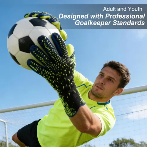 Vista 2 de Guantes de portero de fútbol, guantes de entrenamiento de portero, agarre fuerte, antideslizantes y transpirables para adultos y niños