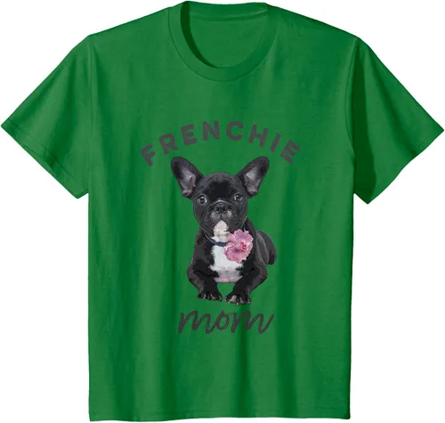 Vista 42 de Camiseta Bulldog Francés para Mujer, Frenchie Mom, Flor, Negro, S