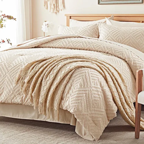 Vista 2 de Zzlpp Juego de edredón individual de 5 piezas, ropa de cama beige en una 01 - Beige
