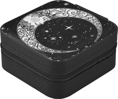 Vista 7 de ZOEO Cajas de joyería para mujer, arte de luna negra, estrella étnica, pequeños organizadores de joyas para niños, adolescentes, regalo de Navidad