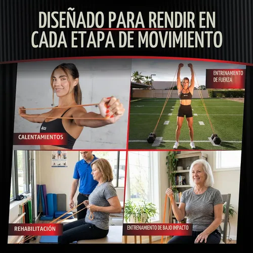 Vista 3 de 4KOR - Banda de resistencia de 41 pulgadas, paquete de 2 bandas de ejercicio de 5 a 15 libras con un estiramiento satisfactorio de látex de Sri