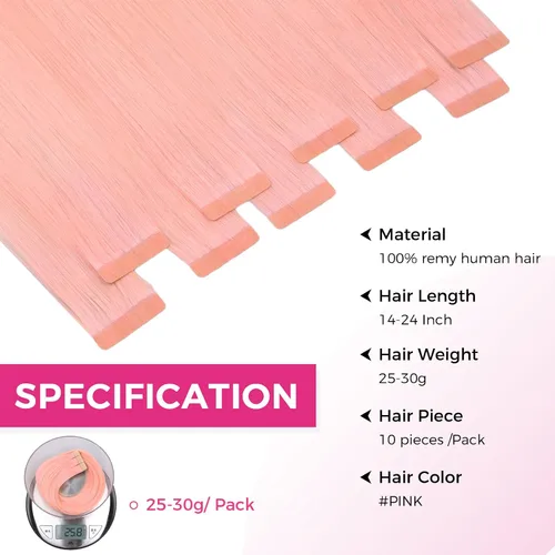 Vista 46 de Extensiones de cabello Lashey de 14 pulgadas; extensiones de cabello humano real lacio color negro azabache con trama adhesiva para mujeres, 20